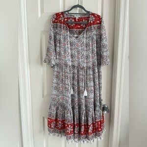 Sundance All At Sea Dress. Boho Size XS Red/White/Black. Beach. EUC!